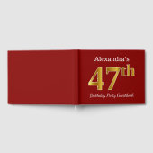 赤フェイク金ゴールド47th誕生日パーティー+名前をカスタムする ゲストブック (全面)