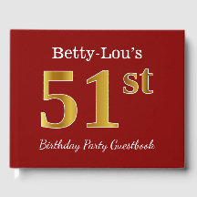 赤フェイク金ゴールド51歳の誕生日パーティー+名前をカスタムする