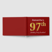 赤フェイク金ゴールド97th誕生日パーティー+名前をカスタムする ゲストブック (全面)