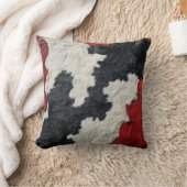 赤フェイク革の牛の斑点の毛皮 クッション (ブランケット)