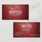 赤フェイク革デザイナー名刺 名刺 (正面/裏面)