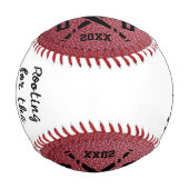 赤フェイク革モノグラムの父の日 野球ボール (正面)