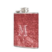 赤フェイク革モノグラムステンレス鋼フラスコ フラスク (左)
