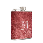 赤フェイク革モノグラムステンレス鋼フラスコ フラスク (右)