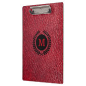 赤フェイク革(ローレルリースとモノグラム) クリップボード (左)