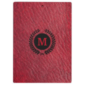 赤フェイク革(ローレルリースとモノグラム) クリップボード (裏面)