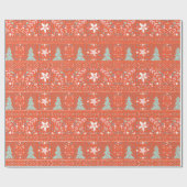 赤フェスティバルかわいらしクリスマスギフト包装紙 ラッピングペーパー (フラット)