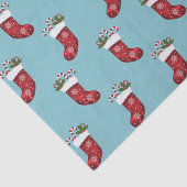 赤フェスティバルクリスマスストッキングパターン青 薄葉紙 (詳細)