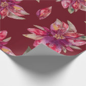 赤フェスティバル水彩ポインセチア ラッピングペーパー (角)