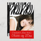 赤フェミニン卒業又はパーティー招待状 招待状 (正面/裏面)