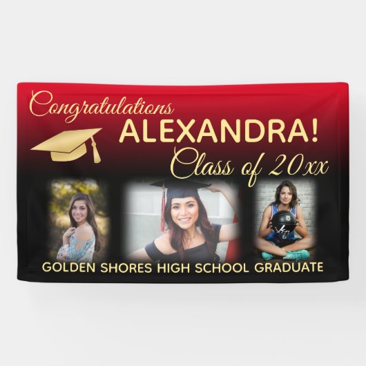 赤フェードフィルタ効果フォト卒業バナー 横断幕 (横)