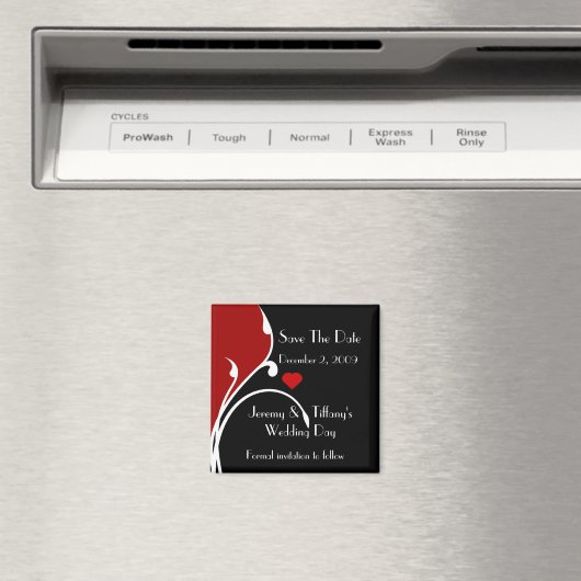 赤フォーマルと黒の日付磁石を保存 マグネット (インサイチュ (食洗機))