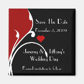 赤フォーマルと黒の日付磁石を保存 マグネット (正面)