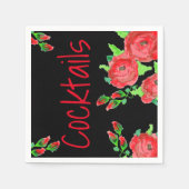 赤フォーマルアート花 スタンダードカクテルナプキン (正面)