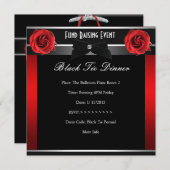 赤フォーマルローズブラックタイ企業の招待状 招待状 (正面/裏面)