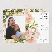 赤フォーマル紅色のローズロセタ写真結婚ズ セーブザデート (正面/裏面)