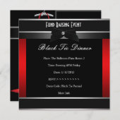 赤フォーマル黒タイ企業の招待状 招待状 (正面/裏面)