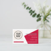 赤フォーマルQRコードプロフェッショナル企業の モダン 名刺 (スタンド正面)