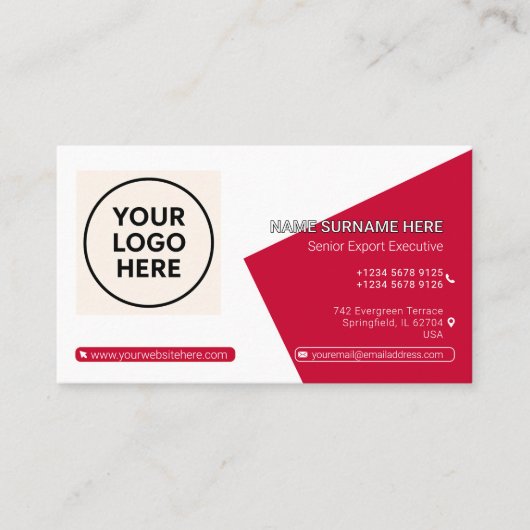 赤フォーマルQRコードプロフェッショナル企業の モダン 名刺 (正面)