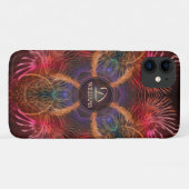 赤フラクタルアートフェザーカスタムモノグラム名 Case-Mate iPhoneケース (裏面(横))