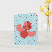 赤フラッター鳥 カード (黄色い花)