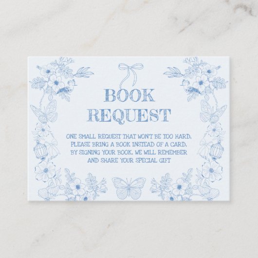 赤フランスのちゃんビクトリアンシャワー用の青い本 エンクロージャーカード (正面)