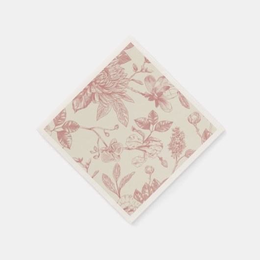 赤フランスのフローラトイルフローラ スタンダードカクテルナプキン (角)
