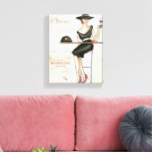 赤フランスのワインを飲む女性 キャンバスプリント (インサイチュ (リビング))