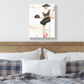 赤フランスのワインを飲む女性 キャンバスプリント (インサイチュ (寝室))