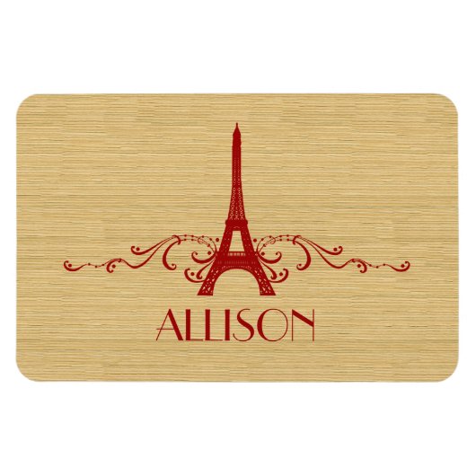 赤フランスの花華プレミアムマグネット マグネット (横)