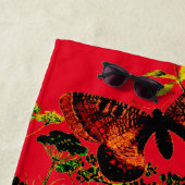 赤フランスの蝶 ビーチタオル (インサイチュ)