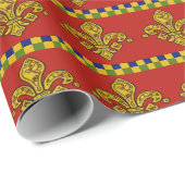 赤フランスの金ゴールド（紋章の）フラ・ダ・リ ラッピングペーパー (ロールコーナー)
