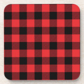 赤フランネルバッファローチェックパターン コースター (正面)