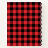 赤フランネルバッファローチェックパターン |名前の追加 ノートブック (裏面)