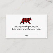 赤フランネル赤ちゃんシャワーおむつラッフルチケット エンクロージャーカード (裏面)