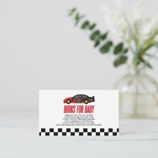 赤フレイムレースカー赤ちゃんシャワーベビー エンクロージャーカード (スタンド正面)