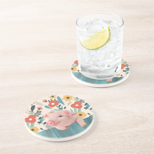 赤フレンドリーちゃん |かわいい赤ちゃん動物 コースター (側面)