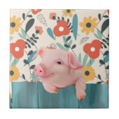 赤フレンドリーちゃん |かわいい赤ちゃん動物 タイル (正面)