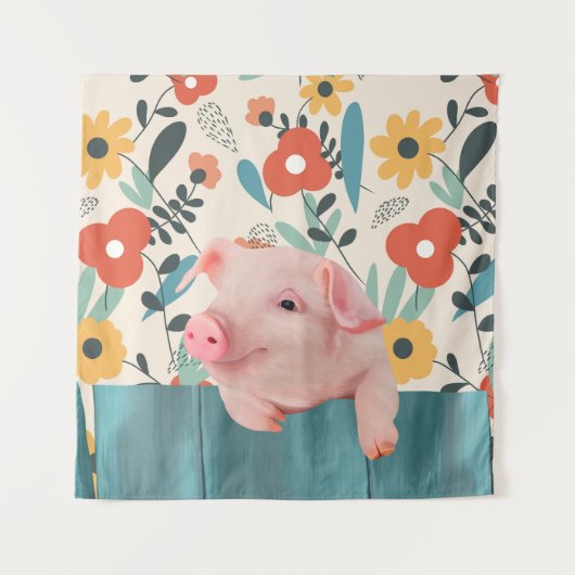 赤フレンドリーちゃん |かわいい赤ちゃん動物 タペストリー (正面)