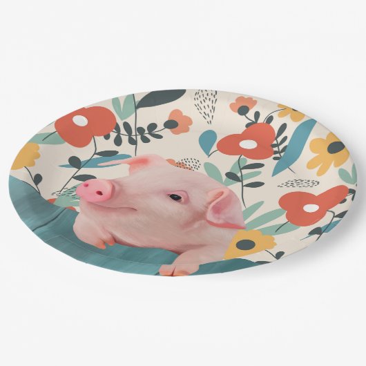 赤フレンドリーちゃん |かわいい赤ちゃん動物 ペーパープレート (アングル)