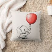 赤フレンドリー気球のベビー象 クッション (ブランケット)