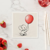 赤フレンドリー気球ベビー象紙 スタンダードカクテルナプキン (インサイチュ)