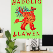 赤フレンドリー龍またはグリフォン、テキストを追加 ポスター (ホームオフィス)