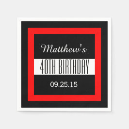 赤フレーム付き40thバースデーカスタムタブラックV01C3 スタンダードカクテルナプキン