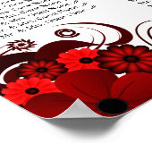 赤フローラと白結婚のテーブル座席表 ポスター (角)