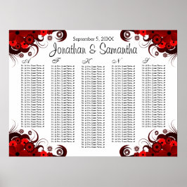 赤フローラと白結婚のテーブル座席表 ポスター