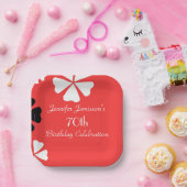 赤フローラの名前70thバースデーパーティーシンプルスクエア ペーパープレート (パーティー)