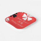 赤フローラの名前70thバースデーパーティーシンプルスクエア ペーパープレート (傾斜あり)