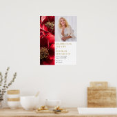 赤フローラの葬儀お祝いの生命写真のサイン ポスター (キッチン)