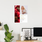 赤フローラの葬儀お祝いの生命写真のサイン ポスター (ホームオフィス)